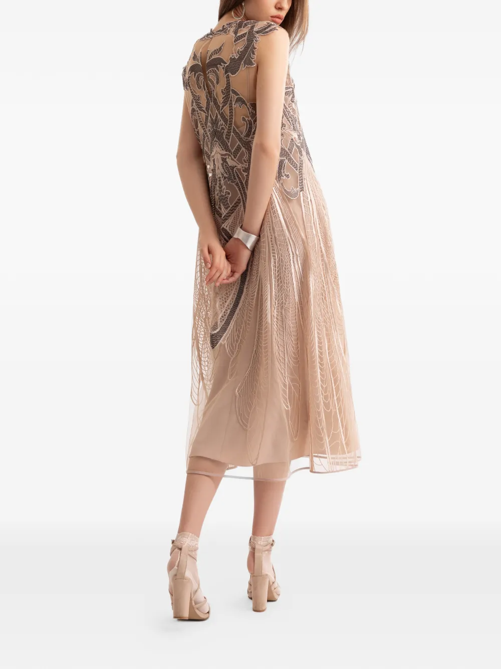 Gemy Maalouf Midi-jurk met borduurwerk - Roze