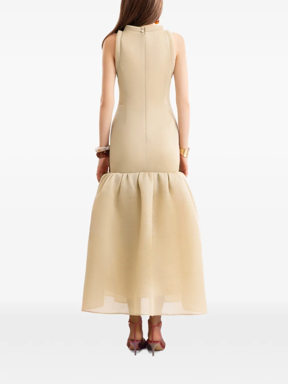 Gemy Maalouf Mouwloze midi-jurk Beige