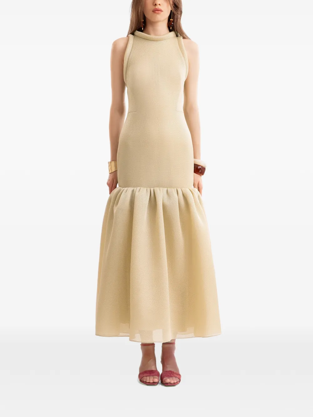 Gemy Maalouf Mouwloze midi-jurk Beige