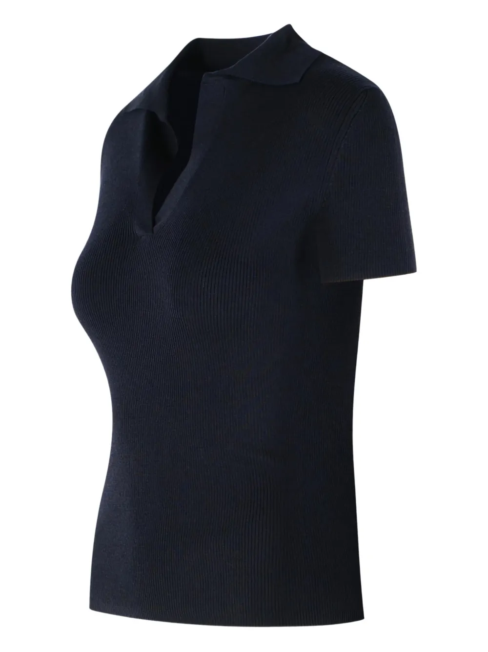  Max Mara Albero Ribbed Polo Top - Blue 