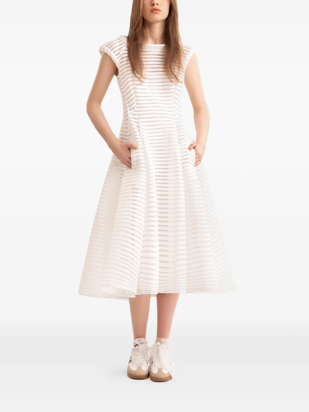 Gemy Maalouf striped midi dress - White