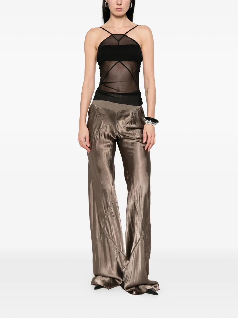 Rick Owens SL Combo Sheer Top in Black, view 2