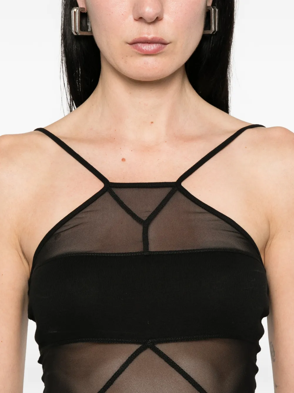 Rick Owens SL Combo Sheer Top in Black, view 5