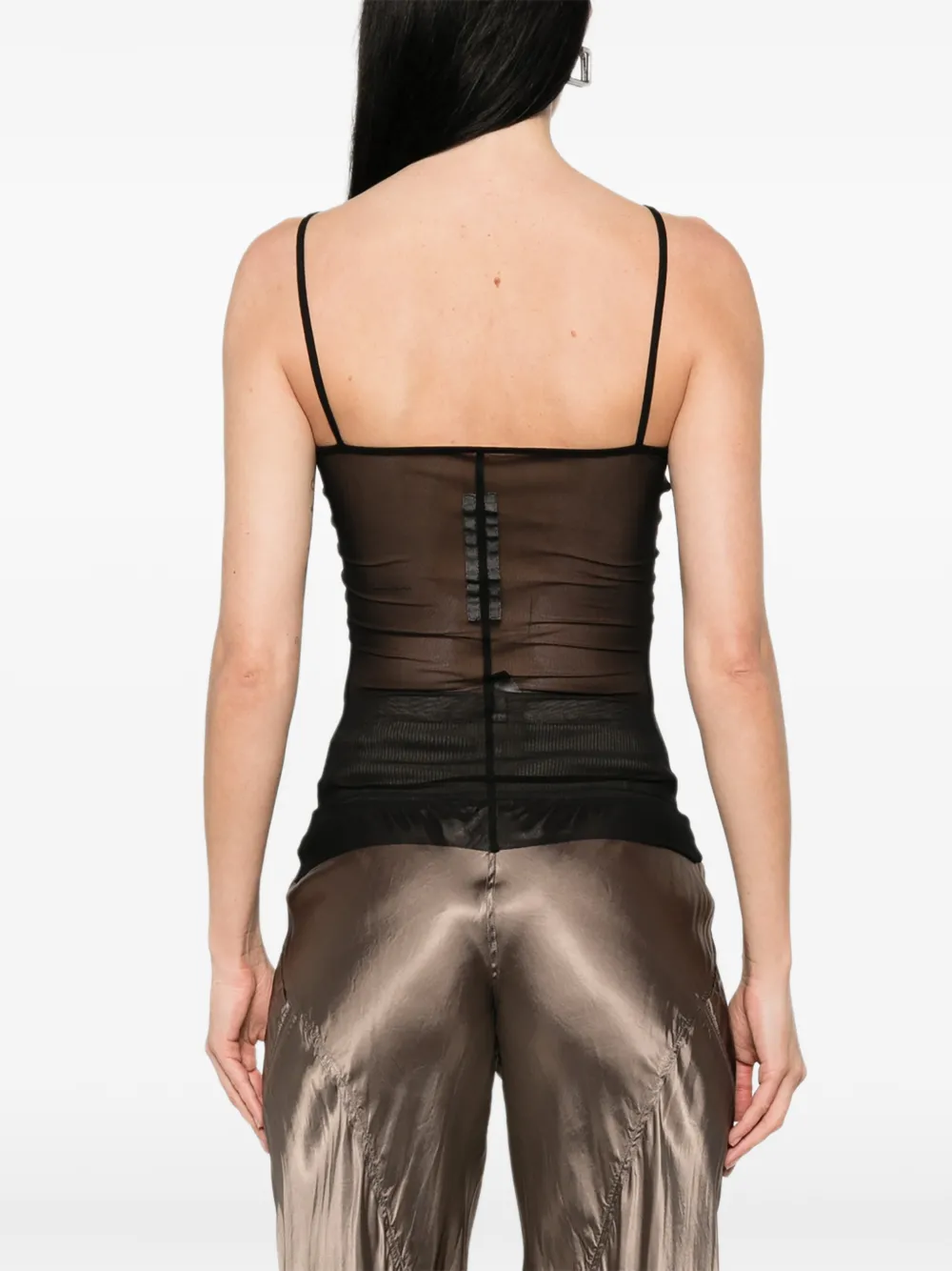 Rick Owens SL Combo Sheer Top in Black, view 4