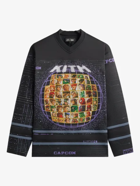 KITH x Marvel vs. سويت شيرت برقبة V وزينة طبعة 'كاكوم'
