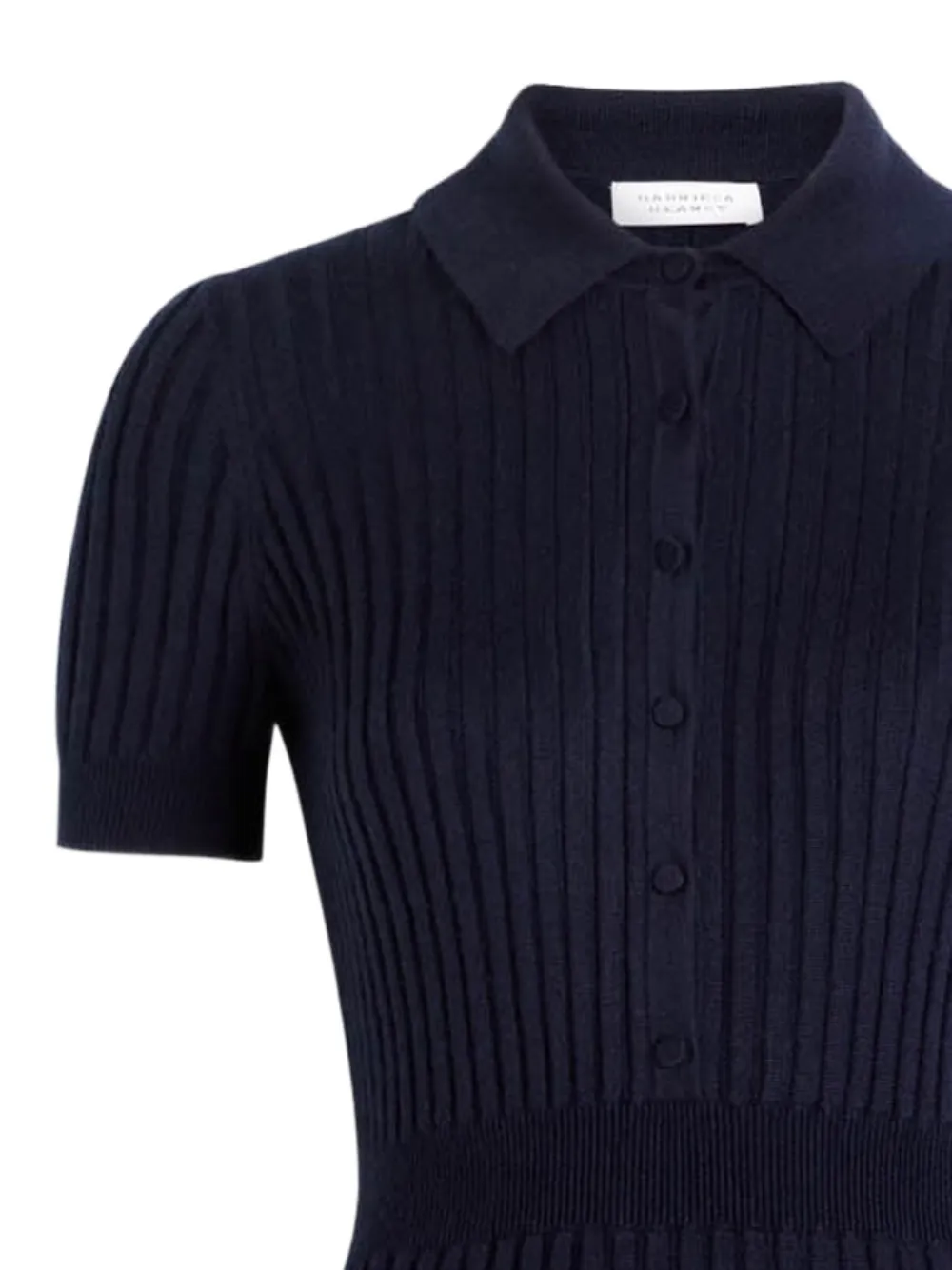 Gabriela Hearst Amor geribbelde midi-jurk met korte mouwen - Blauw