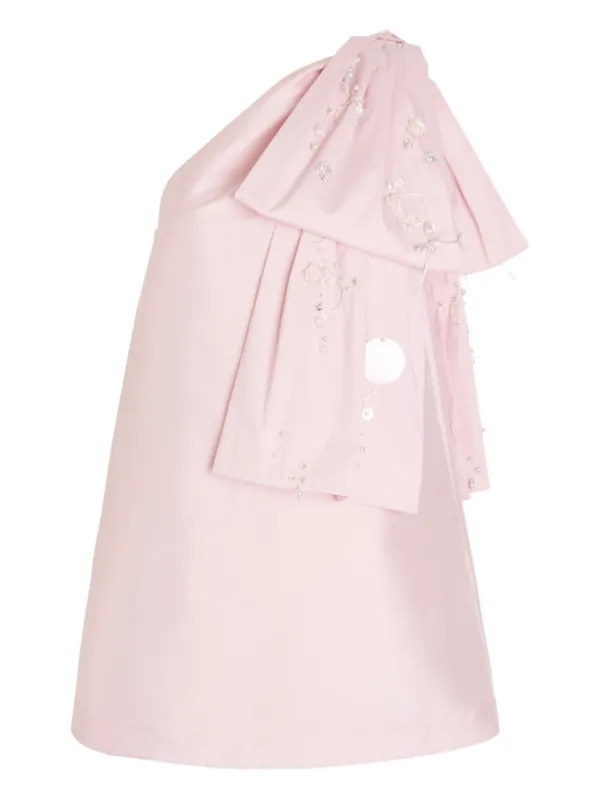 bernadette one shoulder dress Alexander one-shoulder bow-detailed crepe gown - blue