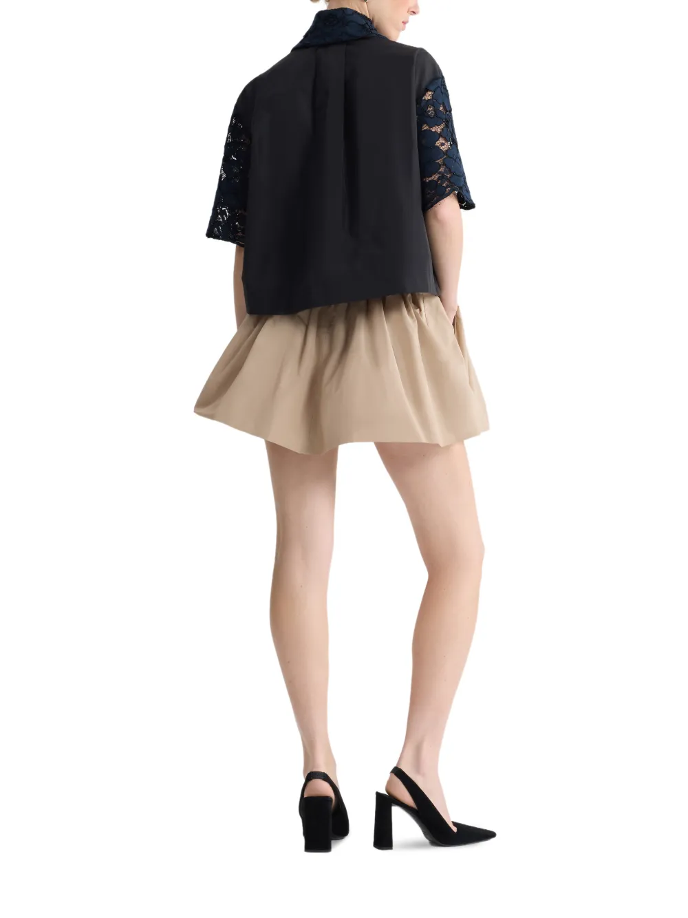 Patou Kanten blouse met korte mouwen Blauw