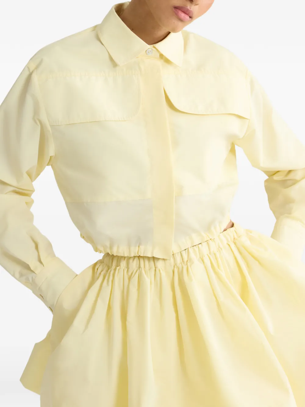 Patou Safari cropped blouse Geel