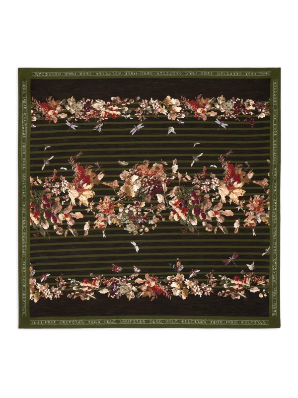 Jean Paul Gaultier Striped Floral Scarf in Brown