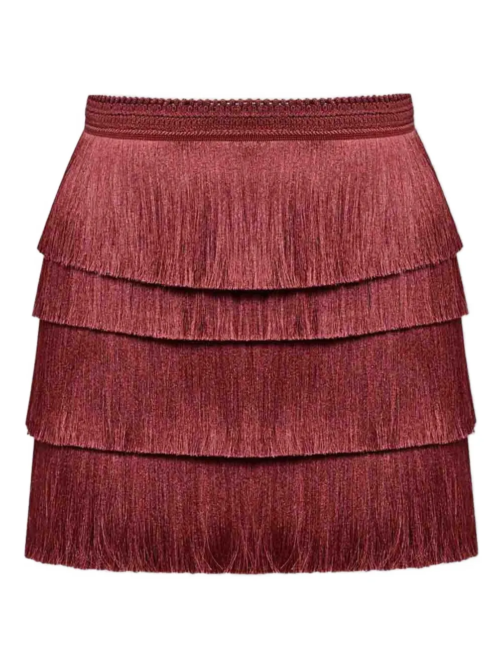 PatBO x Camila Coelho Amber fringed mini skirt - Marrone