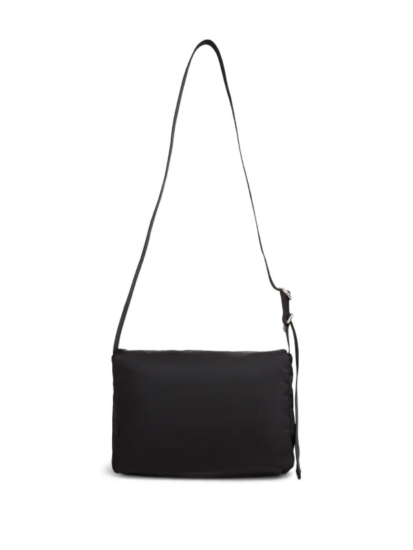 Jil Sander Embossed Adjustable Leather Messenger Bag | Black
