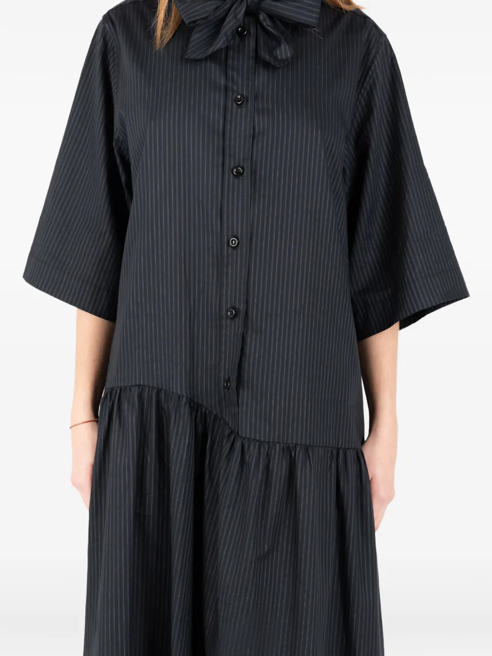 Société Anonyme tie-detail pinstriped midi dress - Grigio