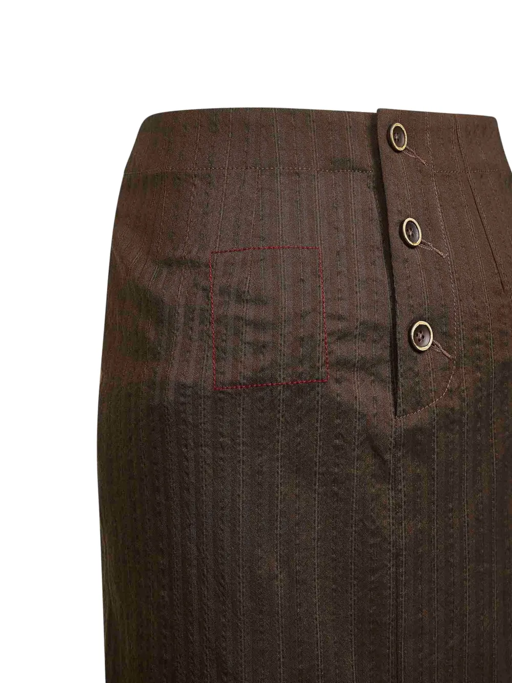  Uma Wang Pinstripe Button Skirt - Brown 