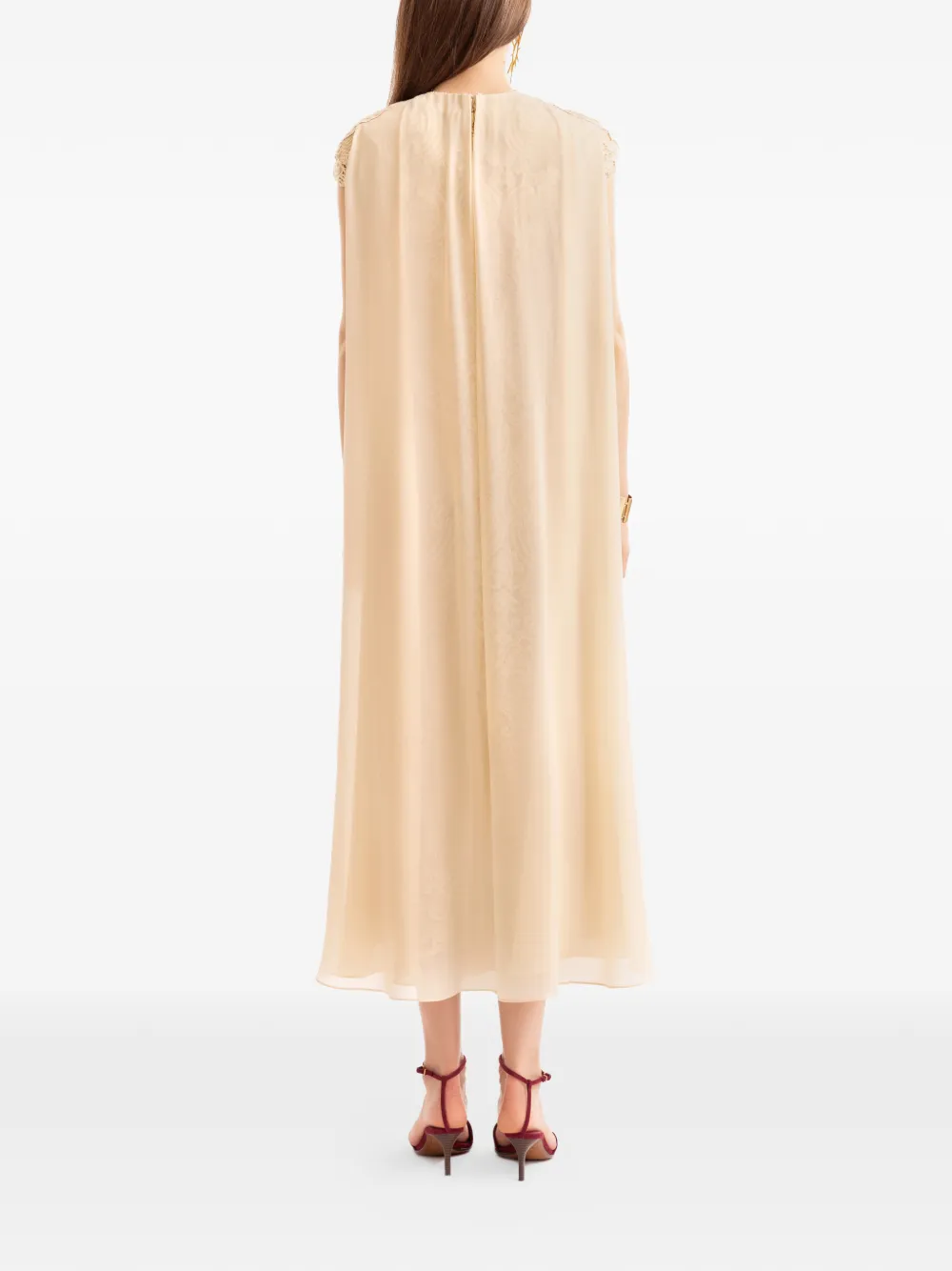 Gemy Maalouf Midi-jurk met cape laag - Beige