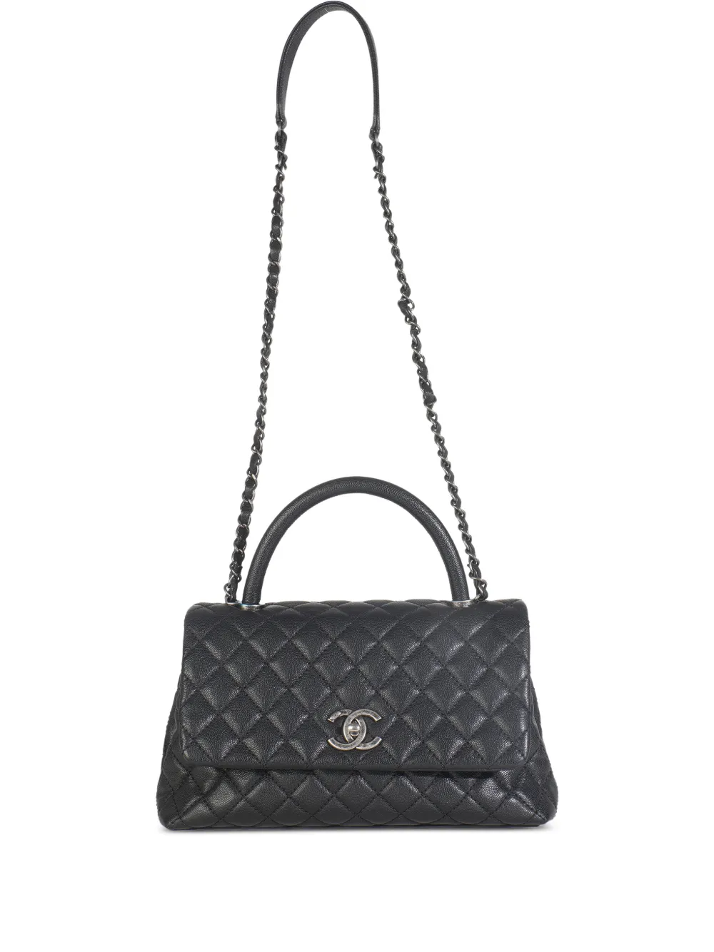 CHANEL Pre-Owned 2015-2016 mittelgroße gesteppte Umhängetasche mit Henkel - Schwarz