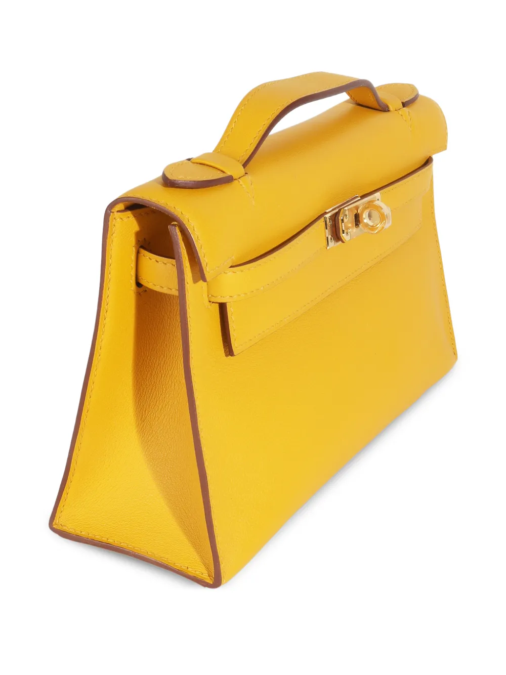  Hermès Pre-owned 2018 Swift Kelly Pochette Top-handle Bag - Yellow 