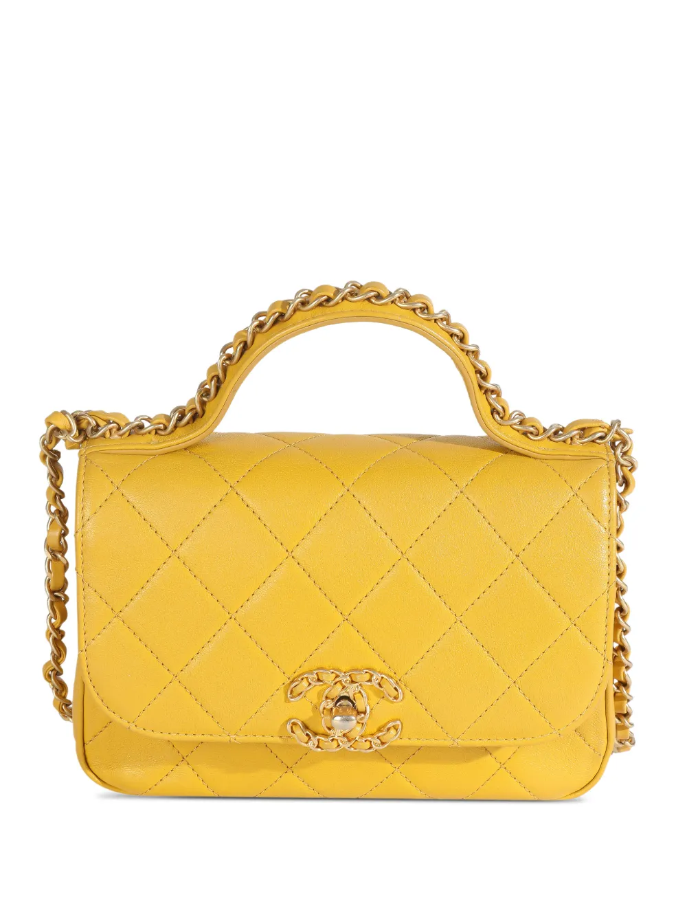 CHANEL Pre-Owned 2019 kleine Chain Infinity Schultertasche mit Steppung - Gelb