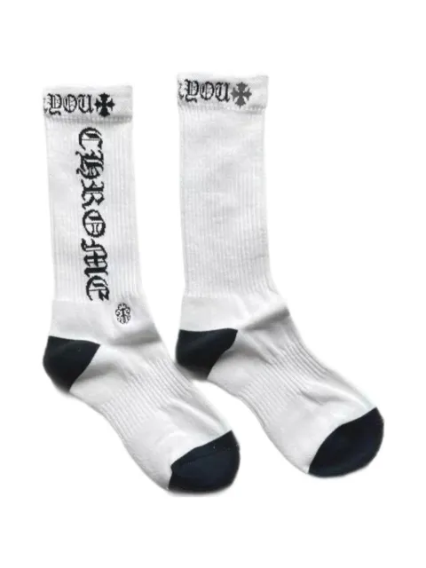Chrome Hearts logo-intarsia ribbed-knit socks