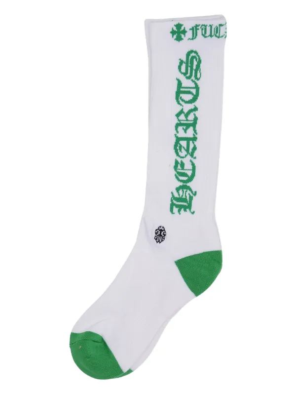 CHROME HEARTS グリーンソックス Mサイズ Chrome Hearts logo-embroidered Socks | White | FARFETCH OM