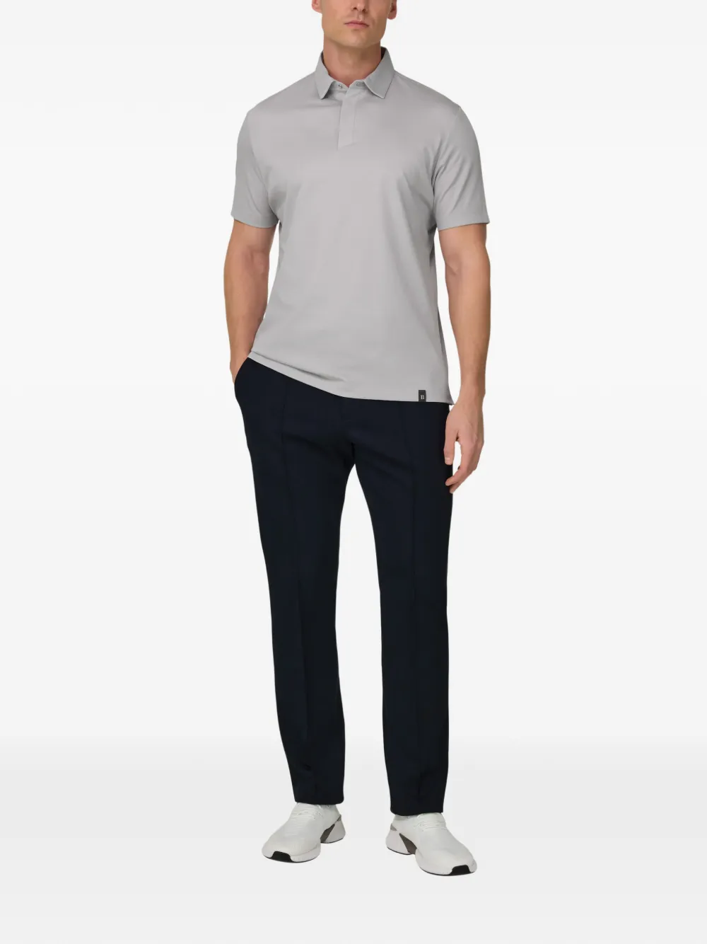 Boggi Milano Poloshirt met metalen studs - Grijs