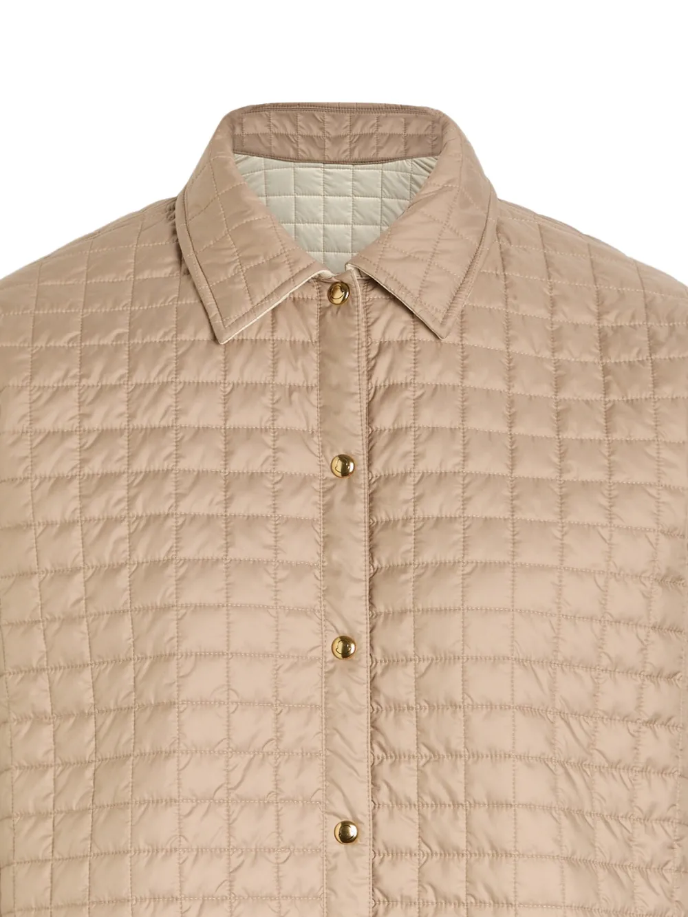  Moncler Quilted Buttoned Shirt Jacket - Neutrals 