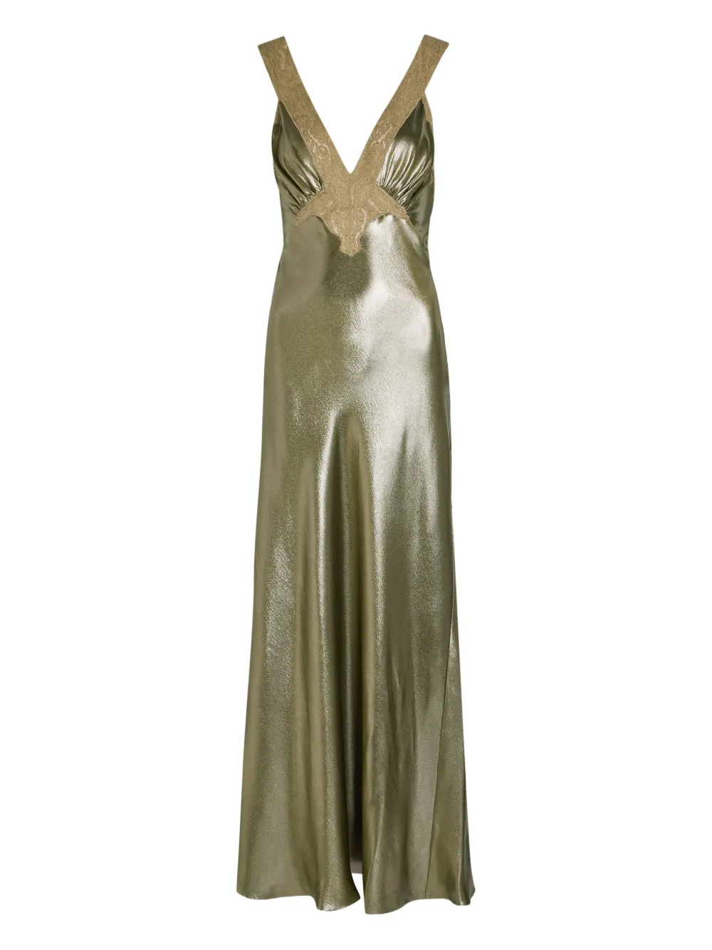 Saint Laurent lace V-neck maxi dress - Grün