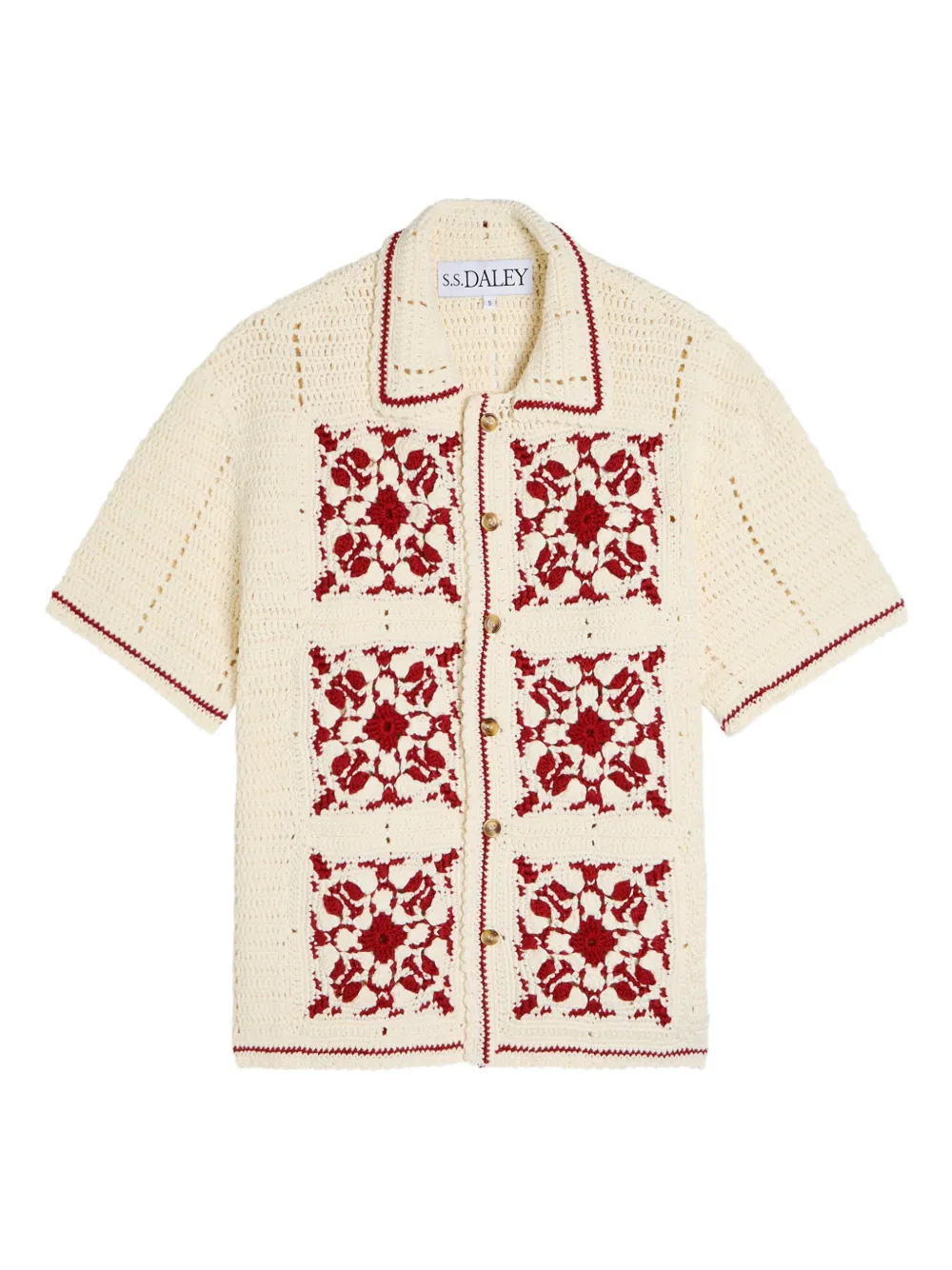S.s. Daley Sako Crochet Open-knit Shirt In Neutral