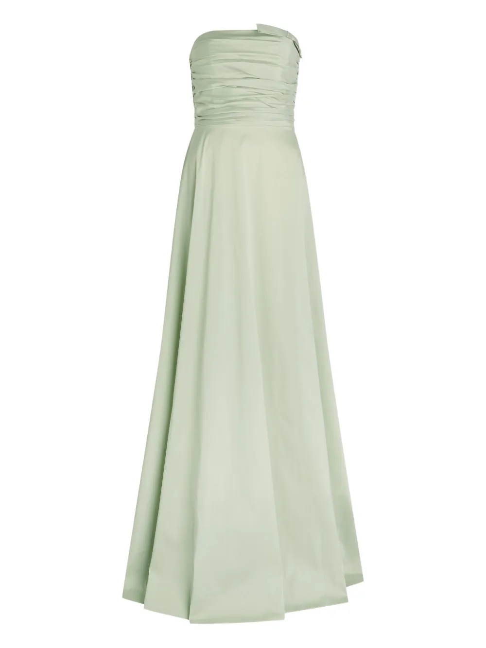 Bernadette Abito Lucina senza spalline con ruches - Verde