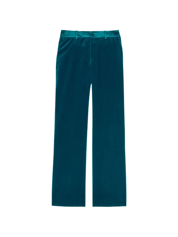 Rabanne Straight-leg Velvet Trousers in Blue