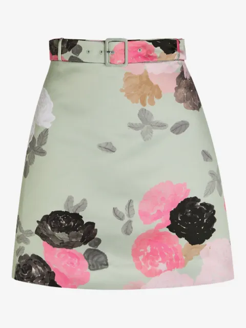 Bernadette floral-print belted skirt