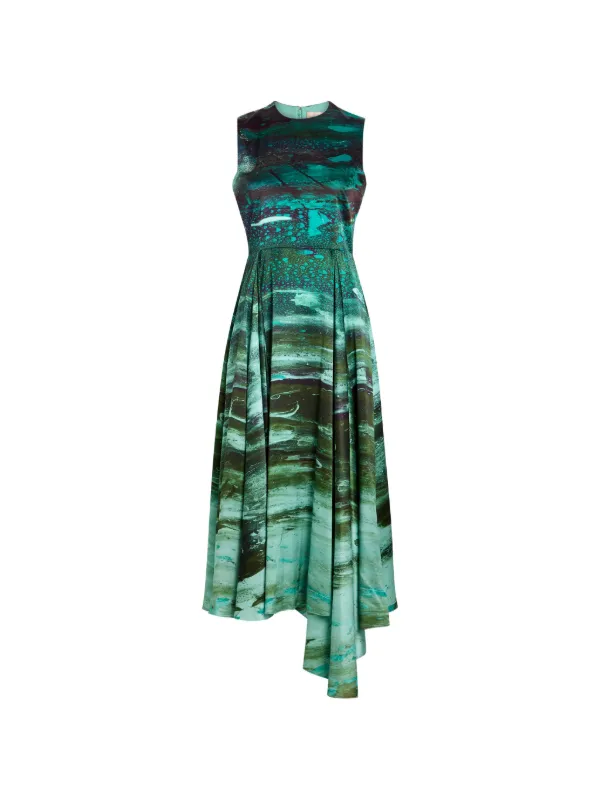 roksanda green dress Roksanda Tera Asymmetric Printed Midi Dress | Green