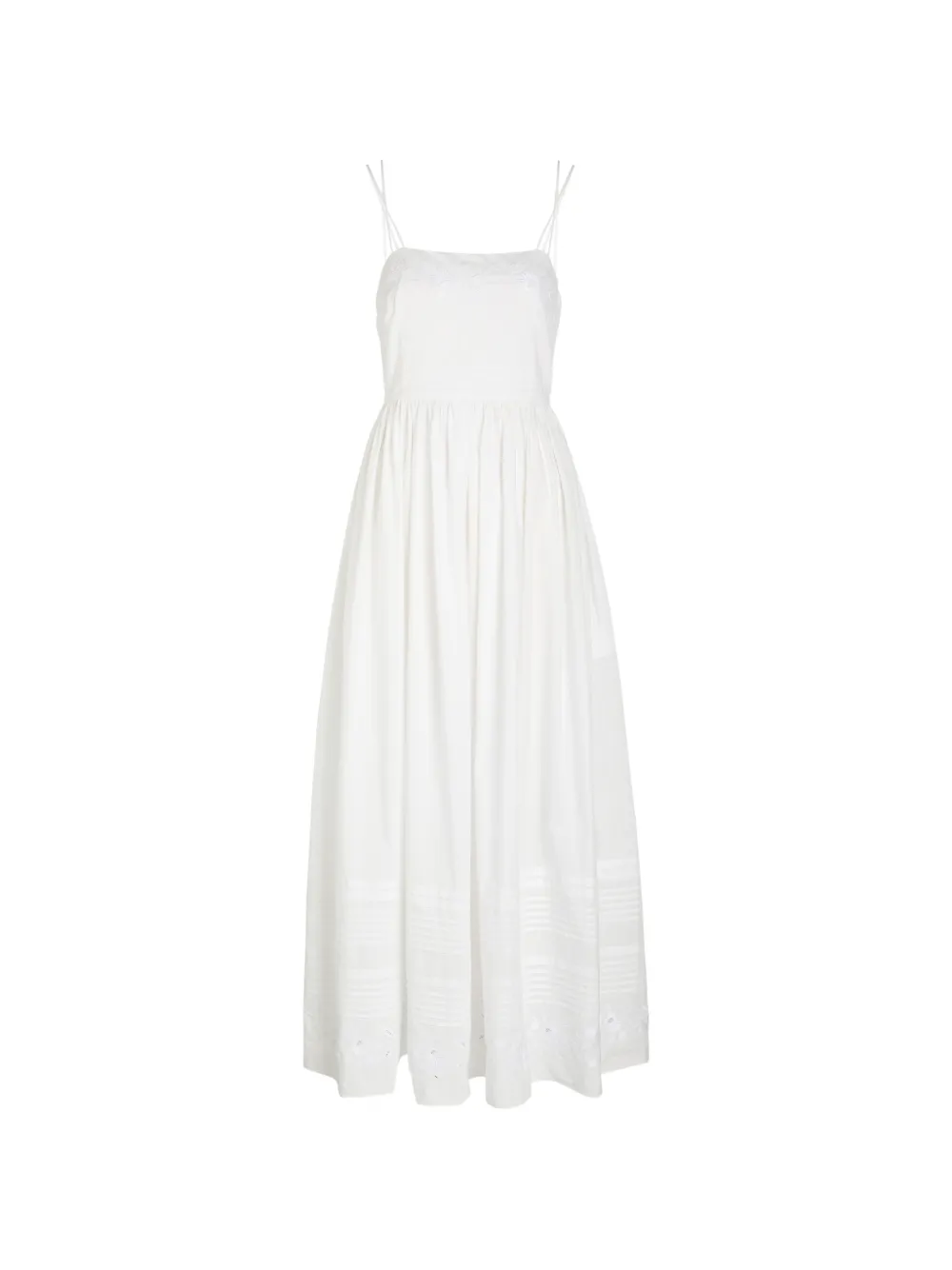 BODE Chamomile embroidered strap dress - Bianco