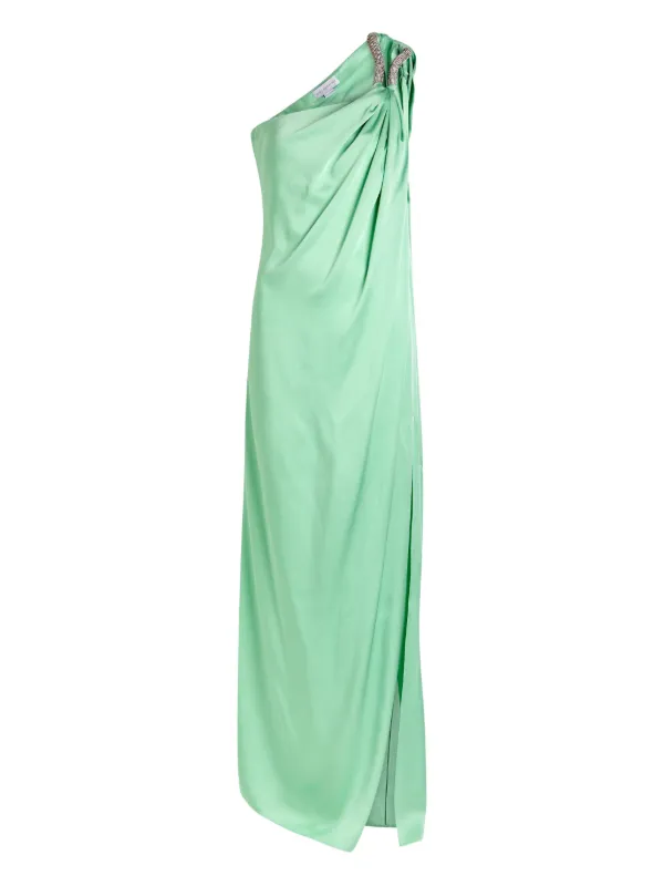 stella mccartney green silk dress Stella McCartney Green Sleeveless Silk Cut Out Maxi Dress Size IT 42 ( –  Sellier main image 1