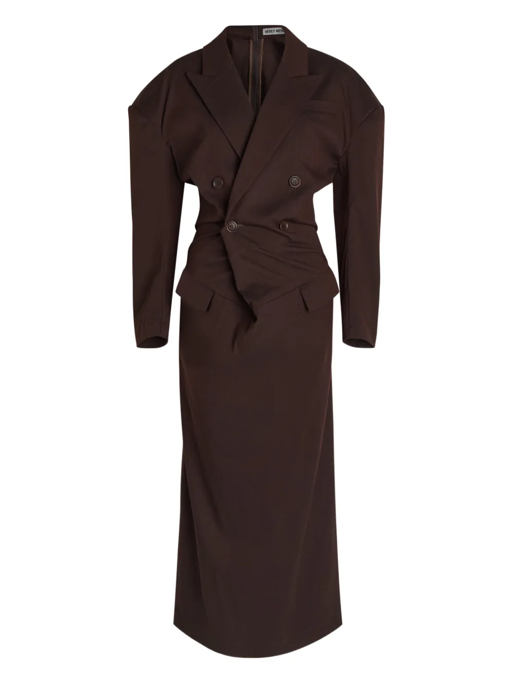 Issey Miyake Abito midi doppiopetto - Marrone