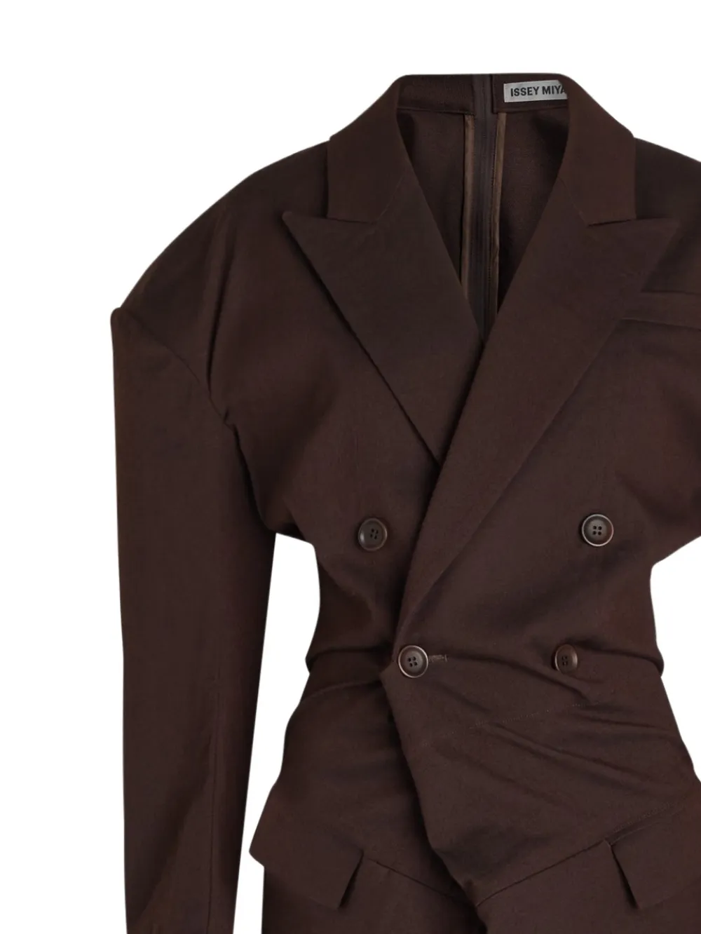 Issey Miyake Midi-jurk met dubbele rij knopen - Bruin