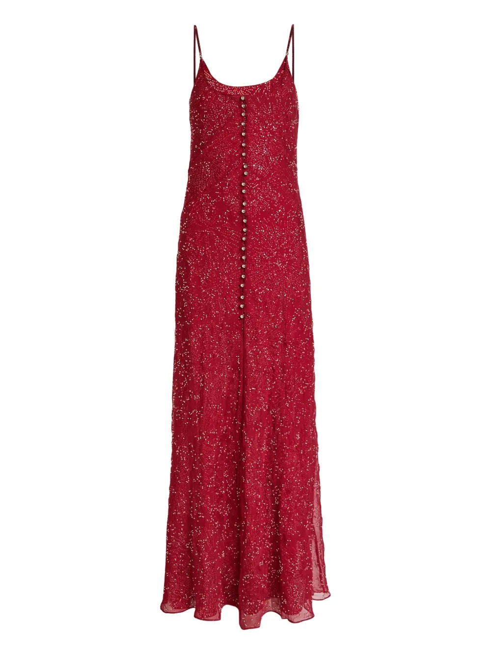 Rabanne button-embellished slip gown - Red