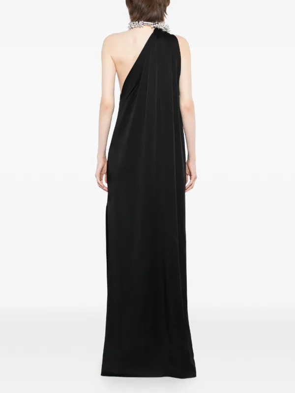 Stella Mccartney Crystal One Shoulder Long Dress - Black