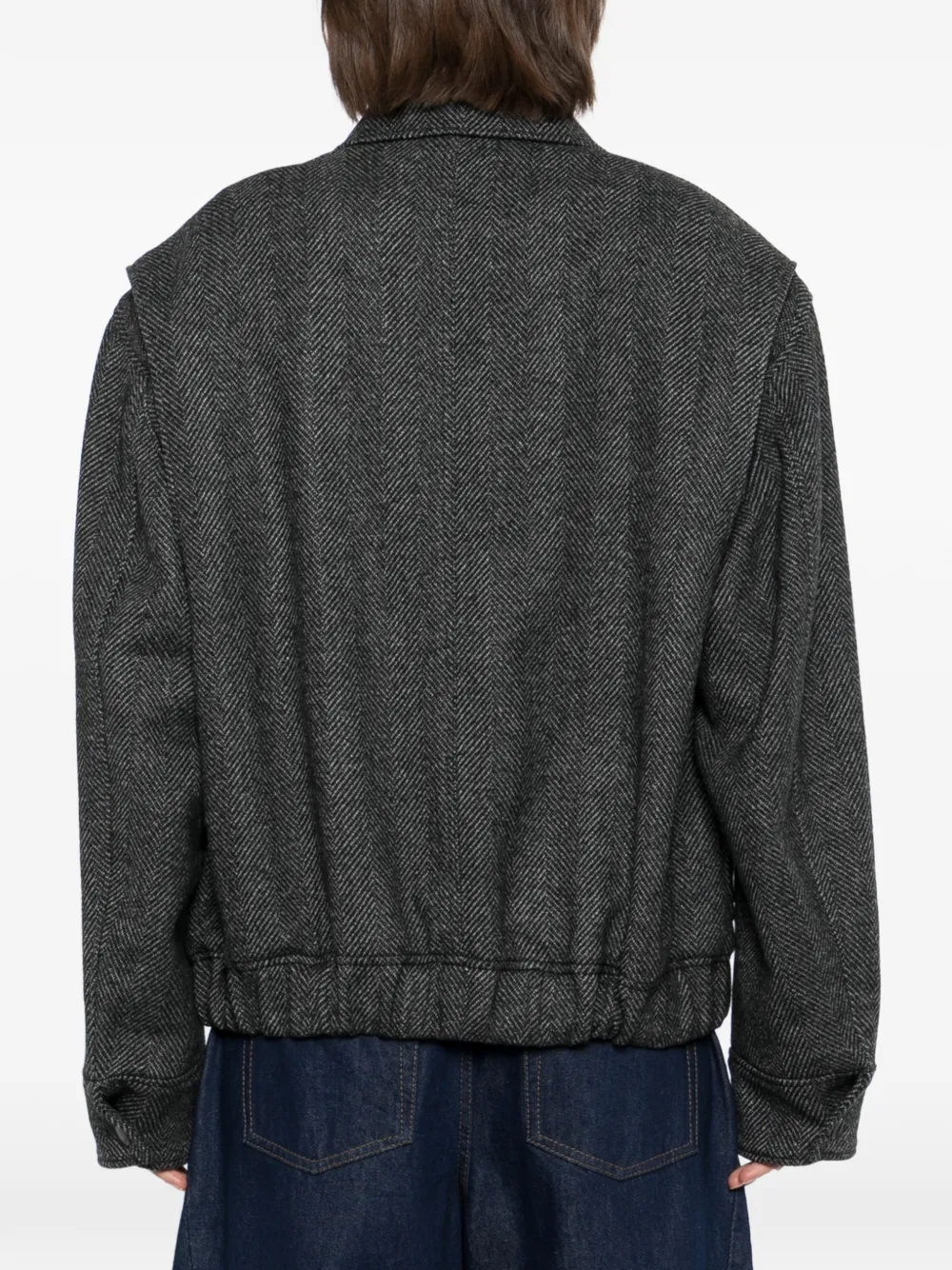 Stella McCartney Jack met klepzak en visgraatpatroon Grijs