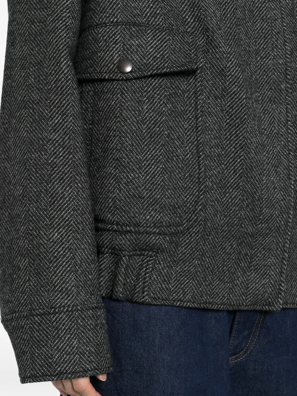 Stella McCartney Jack met klepzak en visgraatpatroon Grijs