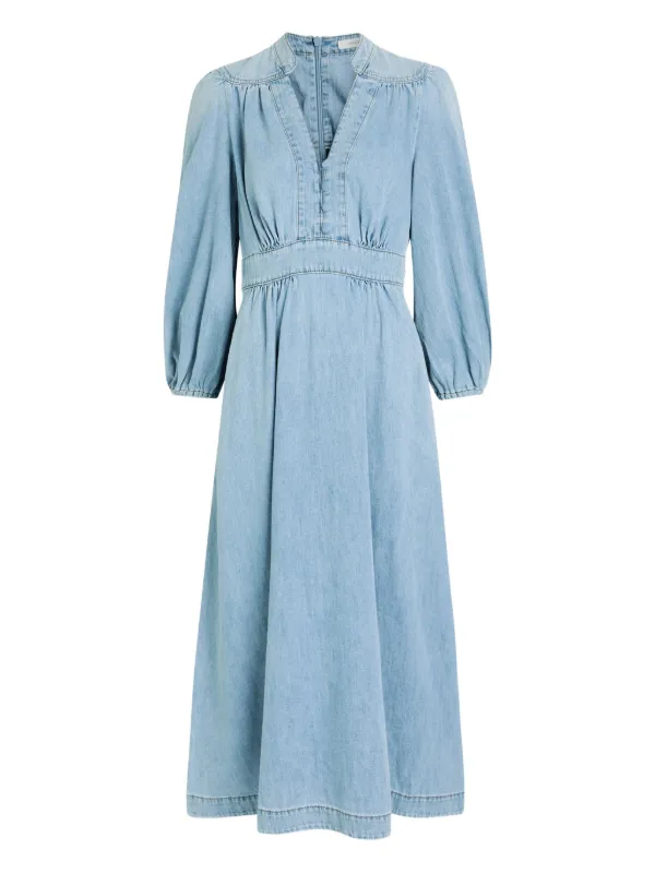 ZIMMERMANN Wanderlust V-neck Midi Dress | Blue | FARFETCH