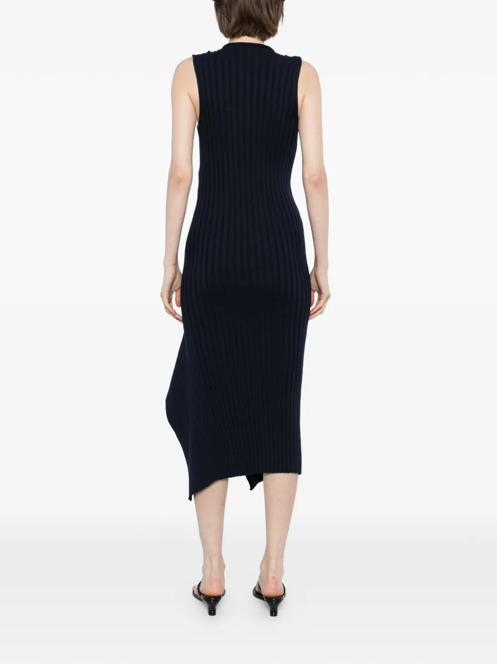 Stella McCartney Geribbelde midi-jurk met keyhole Blauw