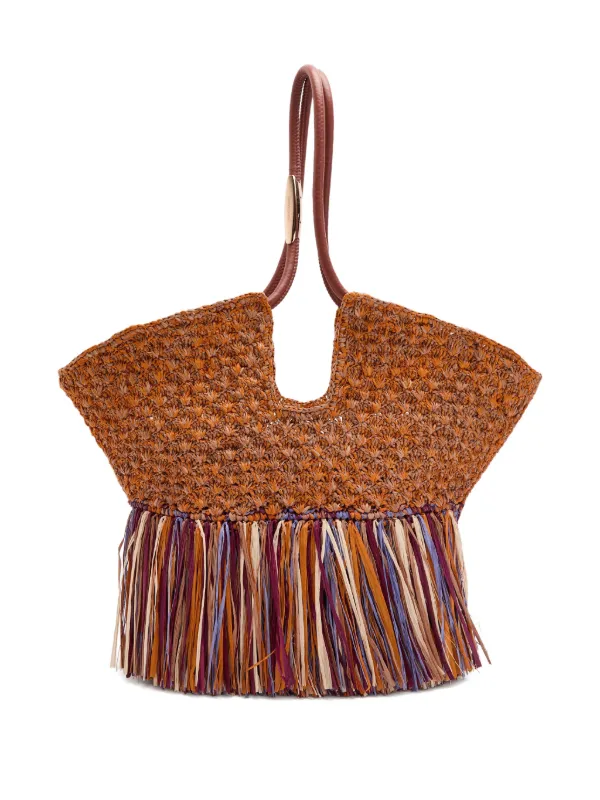 Zimmermann Goldentime Medium Fringe Tote in Brown