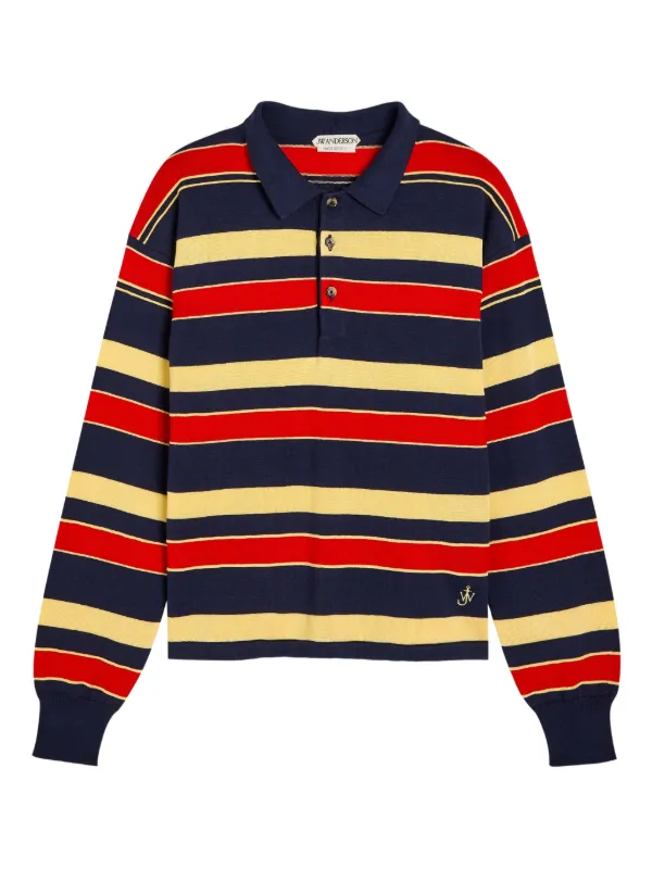 JW Anderson Striped-pattern Polo Top in Blue