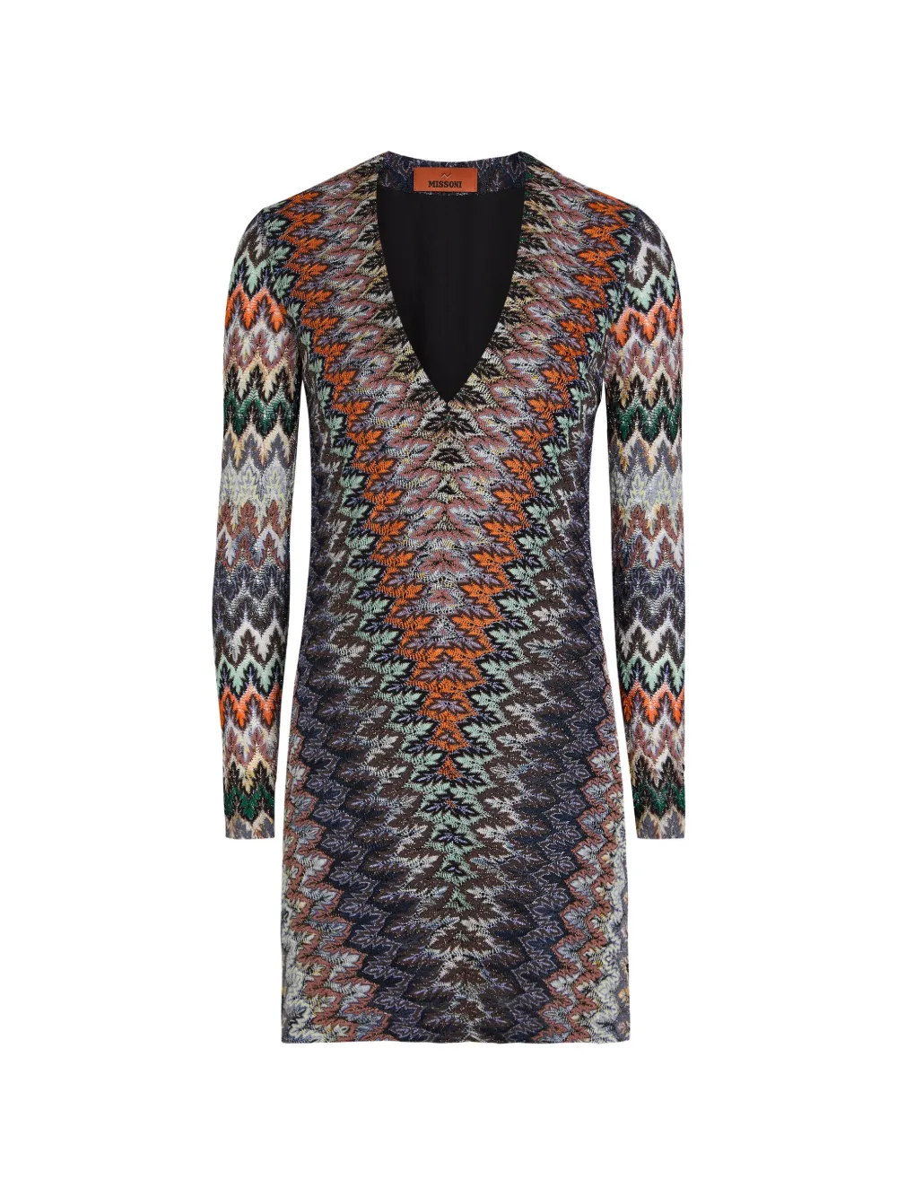 Missoni patterned V-neck mini dress - Arancione