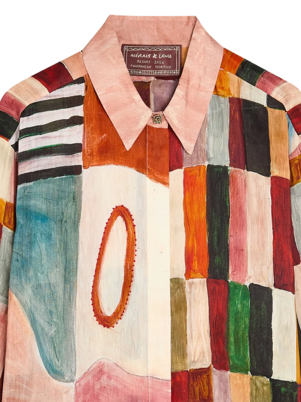 ALEMAIS blouse met patchwork - Beige