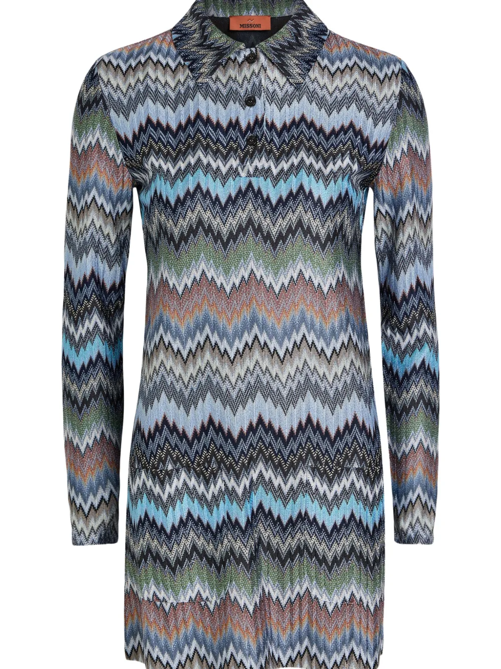 Missoni Mini-jurk met polokraag en zigzag patroon Blauw