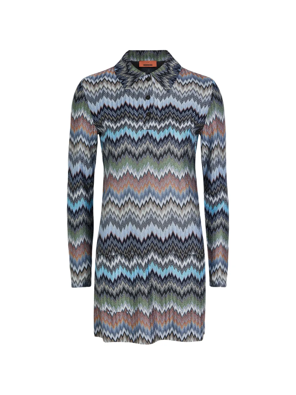 Missoni zig-zag polo-collar mini dress - Blu