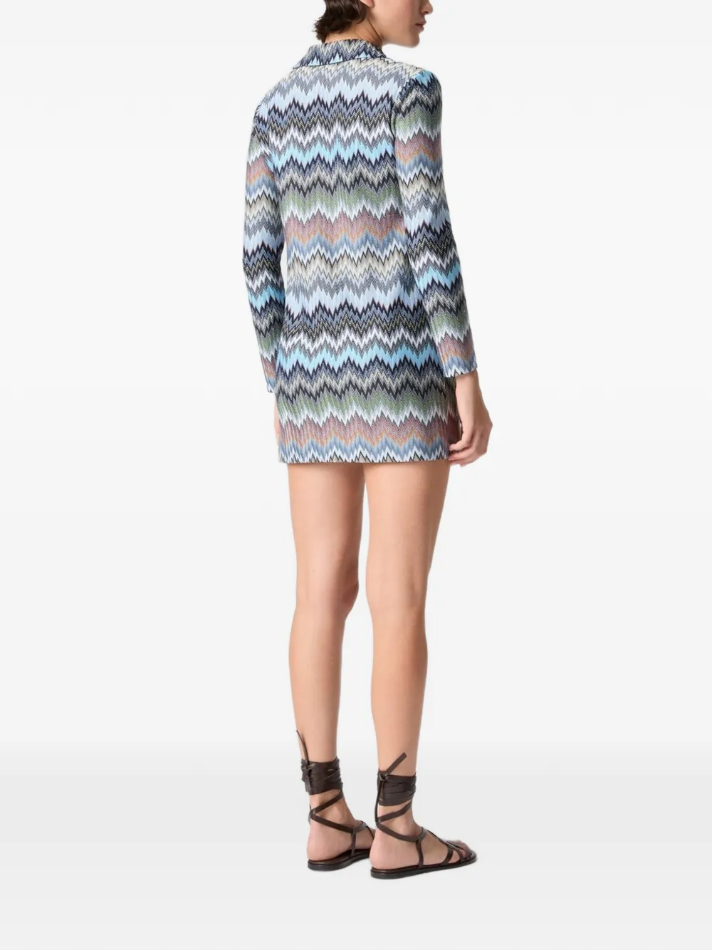 Missoni Mini-jurk met polokraag en zigzag patroon Blauw