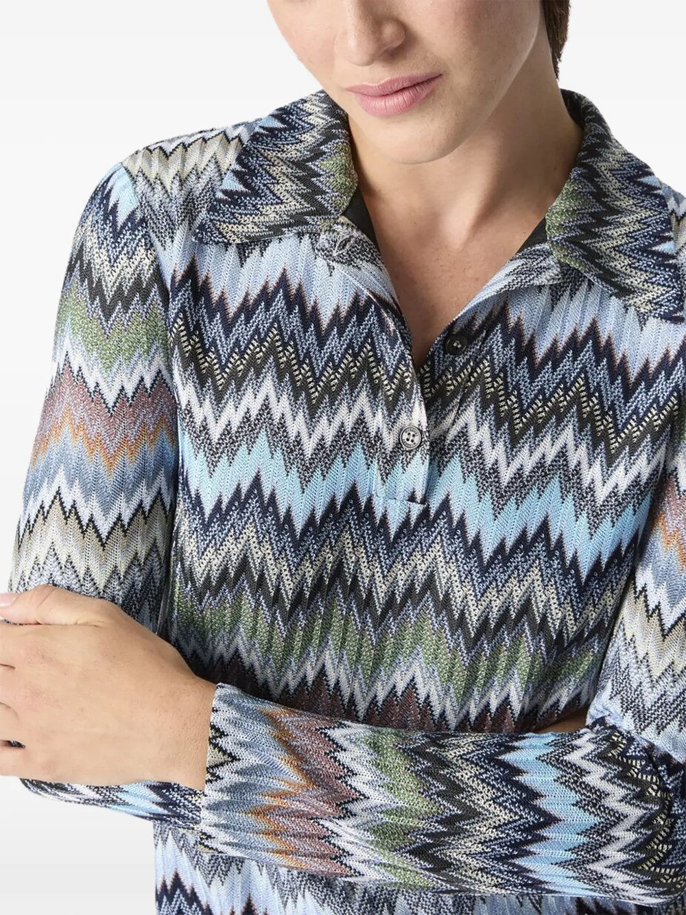 Missoni Mini-jurk met polokraag en zigzag patroon Blauw